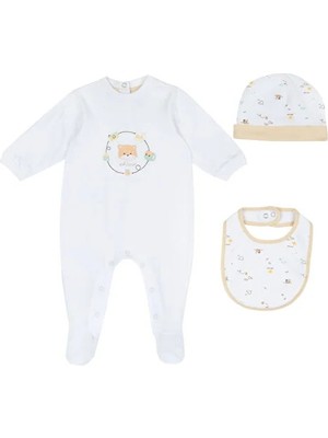 Chicco Kız Bebek Tulum, Şapka ve Önlük Hediye Seti