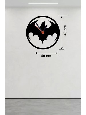 Toptan Bulurum Batman Yarasa Logolu Ahşap Duvar Saati - 40x40 cm Dekoratif DC Temalı