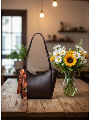 Judour Bags Siyah Kadın Fularlı Fermuarlı Kapamalı Shopper El ve Omuz Çantası
