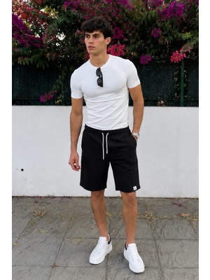 Madmext Siyah Basic Erkek Şort Regular Fit Yazlık Normal Bel Çift Cepli 6501