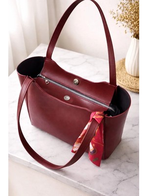 Judour Bags Siyah Kadın Fularlı Fermuarlı Kapamalı Shopper El ve Omuz Çantası