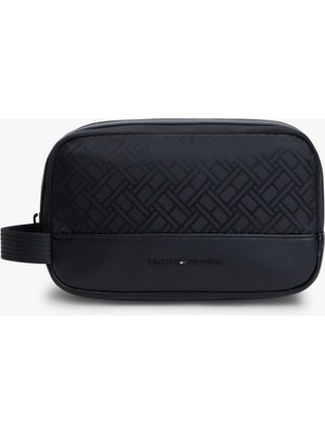 Tommy Hilfiger Th Nylon Jacquard Washbag Erkek Siyah Çanta - AM0AM14508