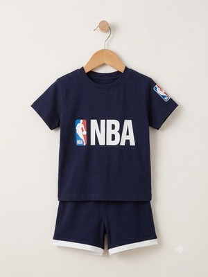 By Murat Baby Efemkids Nba Baskılı 2'li Alt-Üst Takım Tişört+Şort Bebek Takım 2-5 Yaş Arası Takım Esnek Rahat