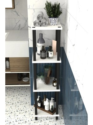 The Violett Viva 4 Katlı Çok Amaçlı Banyo Rafı Organizer-Beyaz