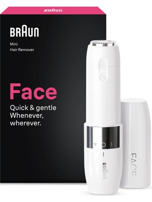 Braun FS1000 Mini Yüz Tüy Alma Makinesi Pil ve Temizleme Fırçası, Seyahat Boy, Kablosuz Kullanım