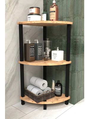 The Violett Decoline Banyo Rafı 3 Katlı Moblen Modern Organizer Depolama Ünitesi- Meşe