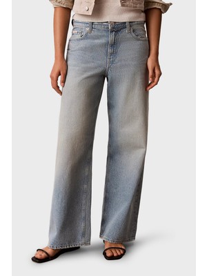 Calvin Klein Pamuklu Düşük Bel Bol Paça Baggy Jeans LV047G916GYP3 Bayan Kot Pantolon LV047G916G Yp3