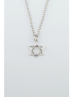 IDR Minimal Pentagram Gümüş Kaplama Düz Zincir Kolye