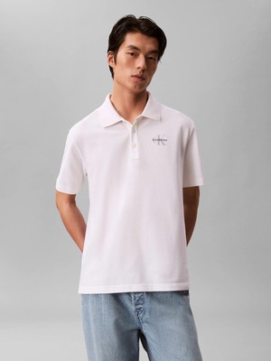Calvin Klein Erkek Beyaz Calvin Klein Ss Ez Monologo Casua, Yaf Beyaz Erkek Polo T-Shirt