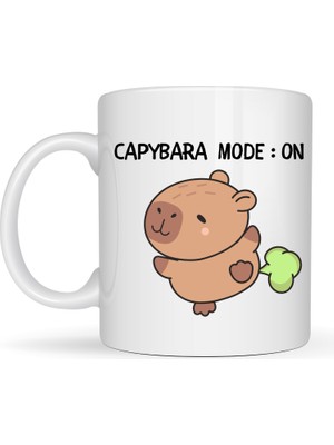Bezos Capybara Mode On Yazılı Komik Tasarım Kupa Model 238 Sevimli Baskılı Seramik Kahve Kupası