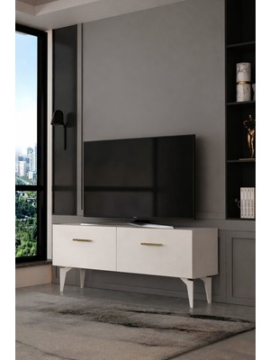 Dekortis Home Dekor 120DHDTS2BA Eros Tv Sehpası Beyaz-Altın