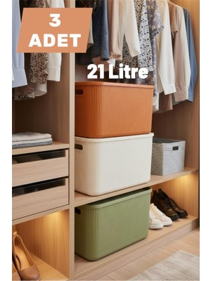 Empressco 3'lü 21 Lt Dolap Içi Düzenleyici Seti Kapaklı Organizer
