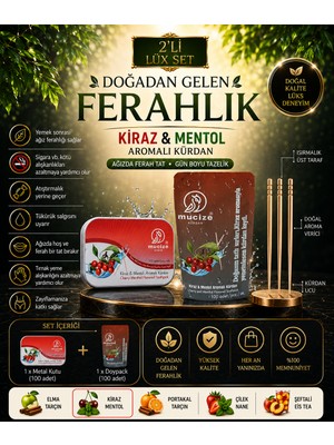 Mucize 2´li Lüx Set (1 Metal Kutu +1 Refill Doypak) 200x Kiraz-Mentol Aromalı Kürdan Meyve Tatlarında Nefes Ferahlığı