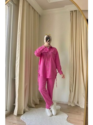 Suede Style 8870 - Şık Rahat Balıksırtı Önü Çift Cepli Gömlek Pantolon Takım