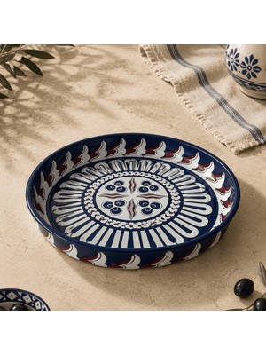 Sarkap Home 26 cm Mavi Ebru Desen Meyve Tabağı