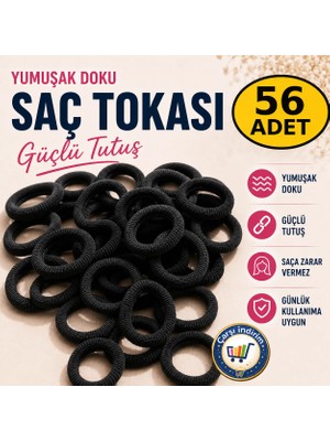 Nistabolje 56 Adet Siyah Saç Tokası Esnek Havlu Lastik Toka