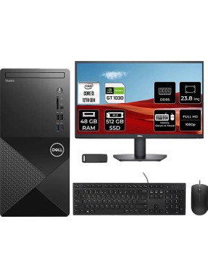 Dell Vostro 3030MT Core I3 12100 Gt 1030 4gb 48GB Ram 512GB SSD 23.8" Fhd Freedos N6001VDT3030MTP729 Masaüstü Bilgisayar + Per4 USB Bellek