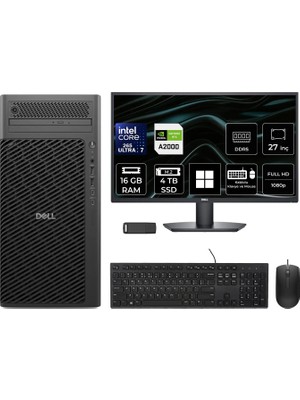 Dell Pro Max T2 Core Ultra 7 265 Rtx 2000 Ada 16GB 16GB Ram 4tb SSD 27" Fhd WIN11 Home FCT22506P784 Masaüstü Iş Istasyonu + Per4 USB Bellek