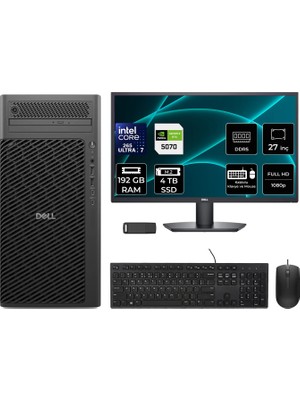 Dell Pro Max T2 Core Ultra 7 265 Rtx 5070 12GB 192GB Ram 4tb SSD 27" Fhd Freedos FCT2250416P778 Masaüstü Iş Istasyonu + Per4 USB Bellek