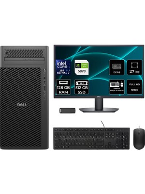 Dell Pro Max T2 Core Ultra 7 265 Rtx 5070 12GB 128GB Ram 512GB SSD 27" Fhd Freedos FCT2250416P763 Masaüstü Iş Istasyonu + Per4 USB Bellek
