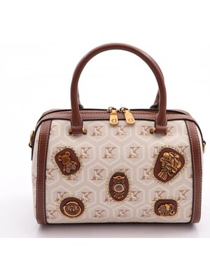 Guja C2513 Ithal Premium Monogram Desenli Kadın Speedy El ve Omuz Çantası
