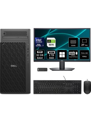 Dell Pro Max T2 Core Ultra 7 265K Rtx 5070 12GB 32GB Ram 2tb SSD 27" Fhd WIN11 Home FCT22505P789 Masaüstü Iş Istasyonu + Per4 USB Bellek