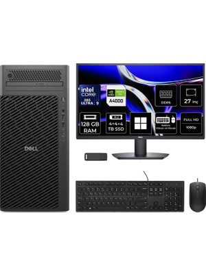 Dell Pro Max T2 Core Ultra 9 285 Rtx 4000 Ada 20GB 128GB Ram 12TB SSD 27" Fhd WIN11 Pro FCT225012P864 Masaüstü Iş Istasyonu + Per4 USB Bellek