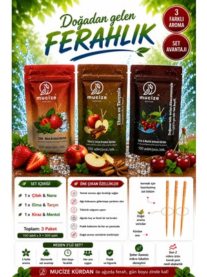 Mucize 3´lü Set (3 Adet Refill Doypak).(Çilek -Nane/elma-Tarçın/kiraz-Mentol)Aromalı Kürdan Değişik Meyve Tatlarında Nefes Ferahlığı