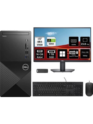 Dell Vostro 3030MT Core I3 12100 Rtx 5050 8gb 16GB Ram 1tb SSD 23.8" Fhd WIN11 Pro N6001VDT3030MTP882 Masaüstü Bilgisayar + Per4 USB Bellek