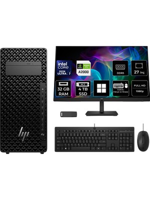 Hp Z2 G1I Core Ultra 7 265K Rtx 2000 Ada 16GB 32GB Ram 4tb SSD 27" Fhd WIN11 Pro A2KR1ESPN838 Masaüstü Iş Istasyonu + Per4 USB Bellek