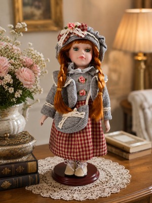Be-Lis 35 cm El Yapımı Porselen Bebek Biblosu | Vintage Country Tarzı Dekoratif Koleksiyonluk Biblo