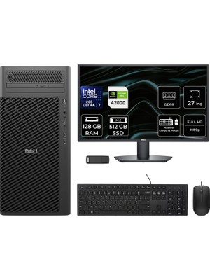 Dell Pro Max T2 Core Ultra 7 265 Rtx 2000 Ada 16GB 128GB Ram 512GB SSD 27" Fhd Freedos FCT22506P763 Masaüstü Iş Istasyonu + Per4 USB Bellek