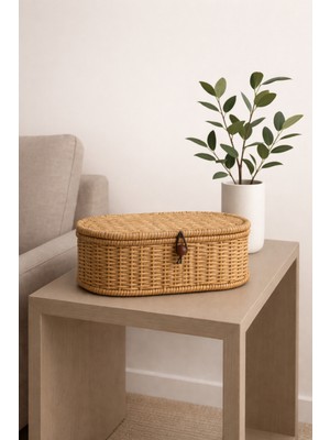Empressco Hasır Rattan Kapaklı Çok Amaçlı Saklama Kutusu 10X27CM