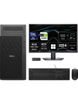 Dell Pro Max T2 Core Ultra 7 265 Rtx 2000 Ada 16GB 192GB Ram 12TB SSD 27" Fhd WIN11 Pro FCT22506P876 Masaüstü Iş Istasyonu + Per4 USB Bellek