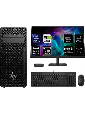 Hp Z2 G1I Core Ultra 7 265K Rtx 2000 Ada 16GB 32GB Ram 2tb SSD 27" Fhd Freedos A2KR1ESPN741 Masaüstü Iş Istasyonu + Per4 USB Bellek