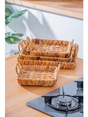 Acar Wicker 4 Parça Hasır Kare Sepet SEP-06997