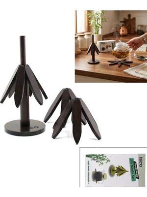 Savarga Standlı=ağaç Model 2pcs Ahşap Bambu Katlanır Nihale Yapraklı Çiçek Modeli= Çap: 20CM (4801)