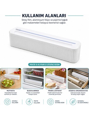 Savarga Plastik Folyo - Streçlik Film Kesici 35CM Pratik Kesme Aparatlı Manyetik Sabitleme (4801)