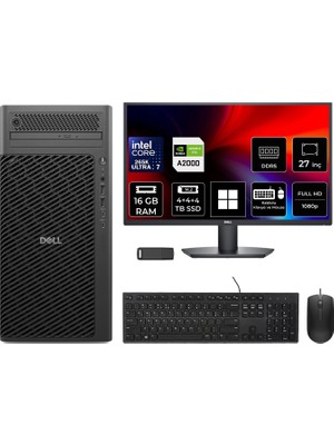 Dell Pro Max T2 Core Ultra 7 265K Rtx 2000 Ada 16GB 16GB Ram 12TB SSD 27" Fhd WIN11 Home FCT22507P786 Masaüstü Iş Istasyonu + Per4 USB Bellek