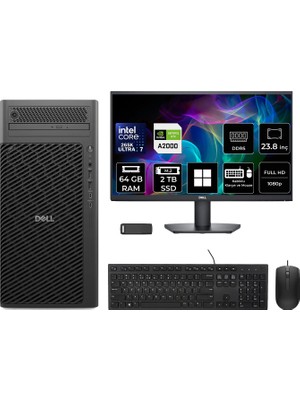 Dell Pro Max T2 Core Ultra 7 265K Rtx 2000 Ada 16GB 64GB Ram 2tb SSD 23.8" Fhd WIN11 Home FCT22507P657 Masaüstü Iş Istasyonu + Per4 USB Bellek