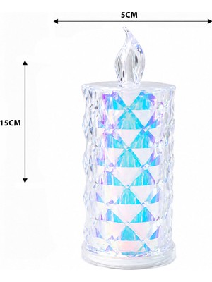 Savarga 12 Adet LED Candle Kamp Büyük Boy= Çap:5cm - Y: 16CM Pilli LED Mum Mika Kristal Plastik YAKUT-13637 (4801)