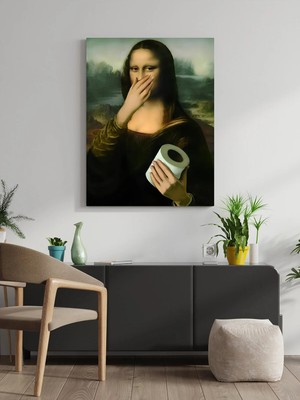 Visdora Peçete Tutan Monalisa Canvas Tablo Ev Ofis Mutfak Dekorasyonu Kanvas Duvar Tablo