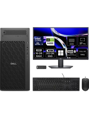 Dell Pro Max T2 Core Ultra 9 285 Rtx 4000 Ada 20GB 16GB Ram 512GB SSD 27" Fhd WIN11 Pro FCT225012P829 Masaüstü Iş Istasyonu + Per4 USB Bellek
