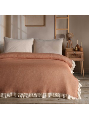 Macas Home Doris %100 Pamuklu Fırfırlı Çift Kişilik Pike-Yatak Örtüsü 200X230 cm Somon
