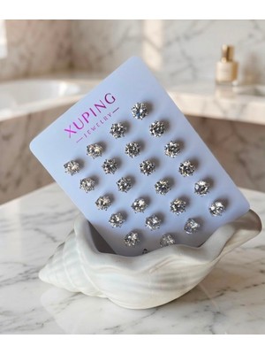 Xp Xuping Xuping Kalite Kadın Tektaş Klasik Klas Yuvarlak Taşlı Küpe Gümüş Renk
