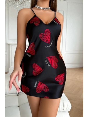 D Lingerie Rouge Forever Satin Askılı Gecelik DM1324
