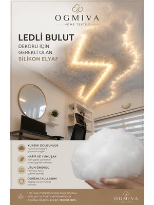 Bulut Dekoru Için Premium Elyaf 1 kg Silikon Elyaf Dolgu Malzemesi Kırlent Yastık Oyuncak Amigurumi