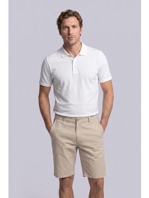 Kiğılı Regular Fit Standart Kesim Çizgili Beli Lastikli Bermuda Şort
