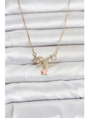 Mabelme Store Mey Ithalat® 316L Çelik Zincir Gold Renk Yıldız Model Kadın Kolye