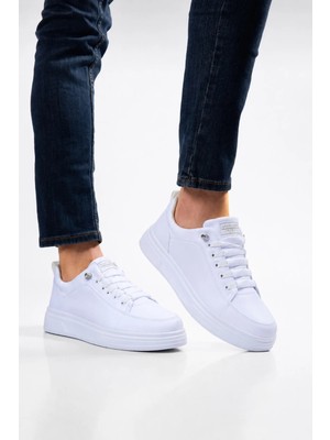 Liger Akıllı Bağcık Hafif Comfort Taban Günlük Erkek Sneaker Ayakkabı Beyaz